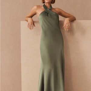BHLDN Ruby Satin Charmeuse Bridesmaid Dress (Moss Green)